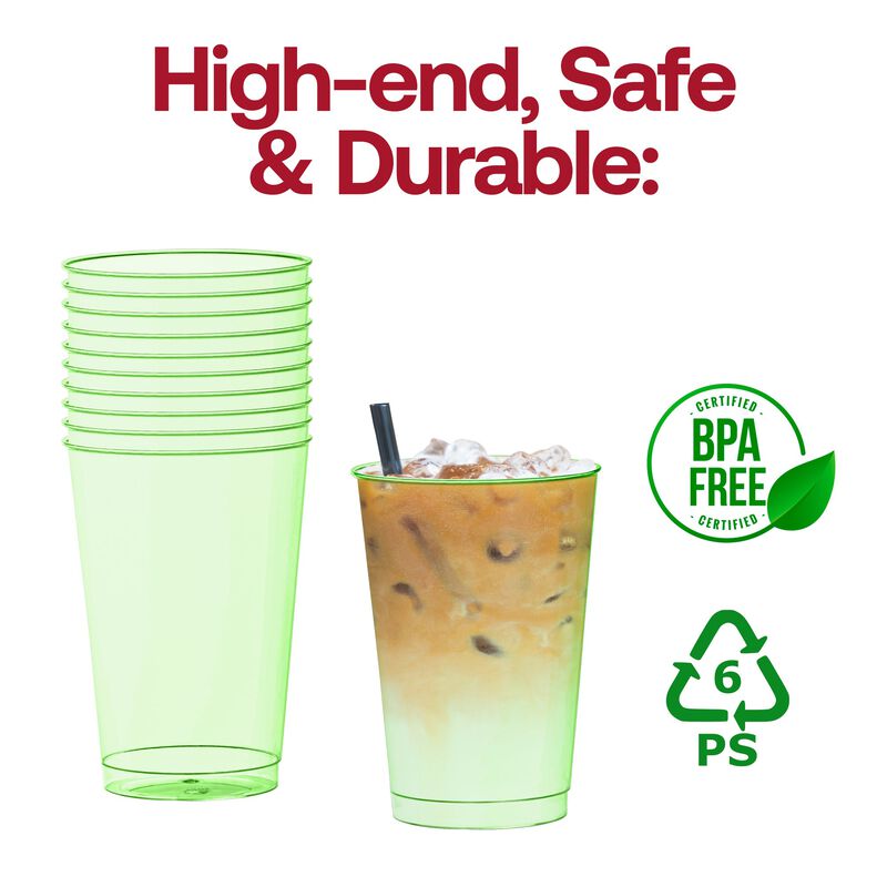 12 oz. Clear Green Plastic Party Cups (240 Cups) image number 5