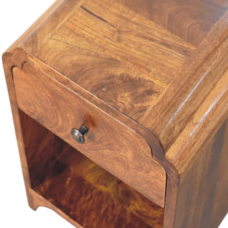Artisan Furniture Solid Wood Newton Mini Chestnut Nightstand with a drawer and open shelf