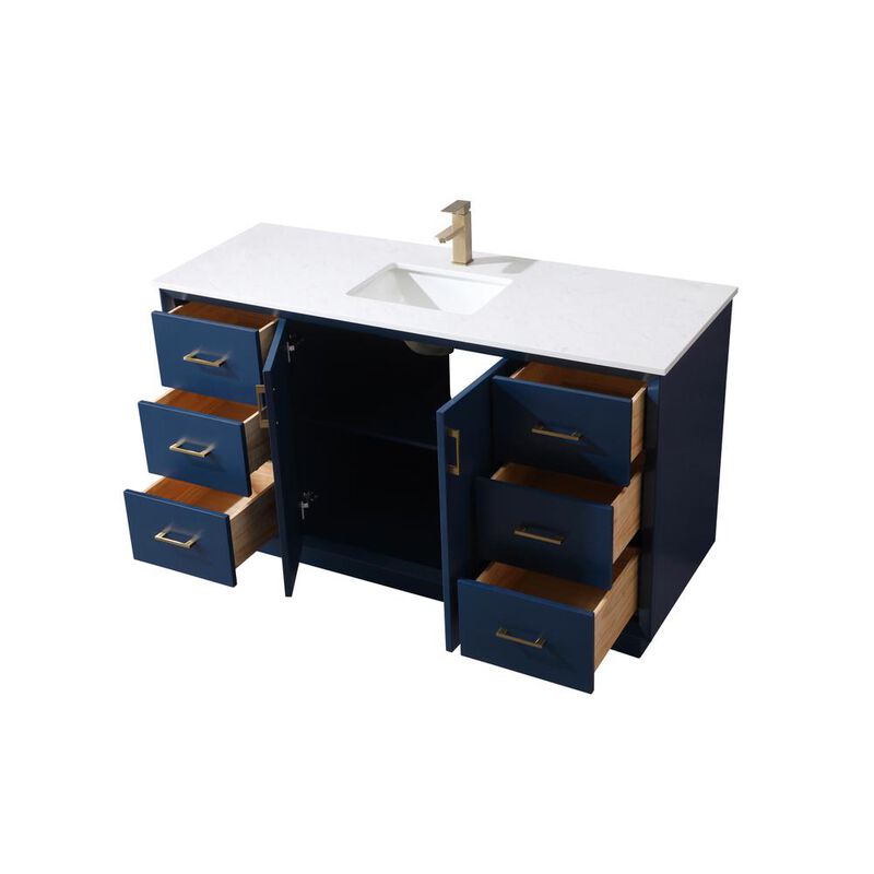 Elegant Kitchen and Bath 60 Inch SIngle Bathroom Vanity In Blue