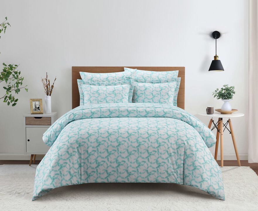Chic Home Chrisley Duvet Cover Set Contemporary Watercolor Overlapping Rings Pattern Print Design Bed In A Bag Bedding - Sheets Pillowcases Pillow Shams Included - 7 Piece - Queen 90x90", Aqua