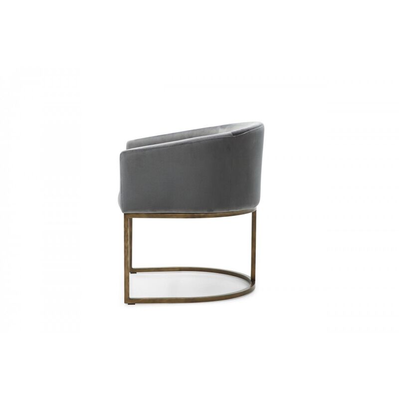 Elisa Modern Grey Velvet & Brass Dining Chair