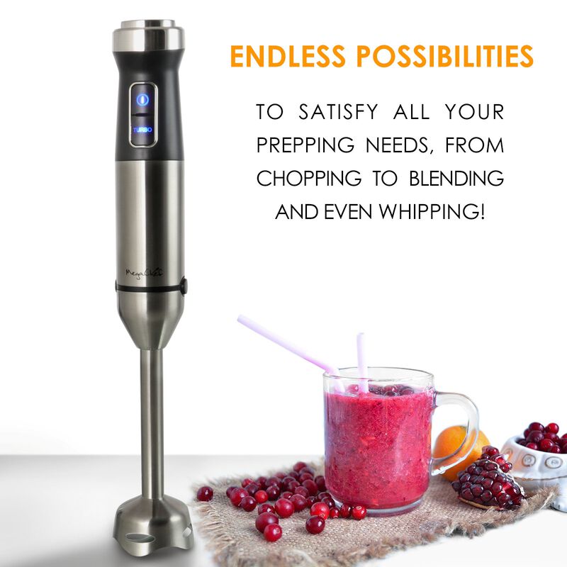 MegaChef 4 in 1 Multipurpose Immersion Hand Blender With Speed Control and Accessories