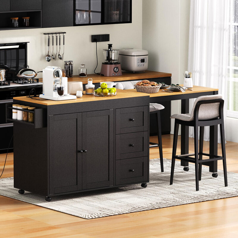 Merax Kitchen Island with Extendable Dining Table