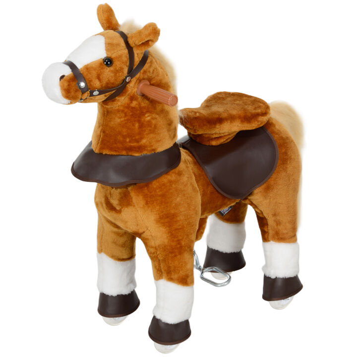 BreeBe Ride on Horse, Walking Horse Toy, Kids Riding Pony w/ Wheels & Neighing Sounds