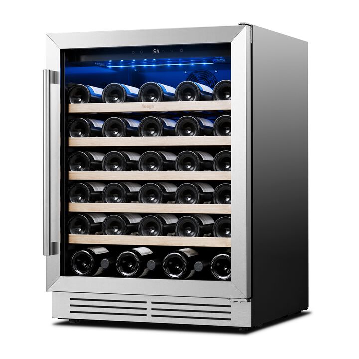 24" Wine Refrigerator, Holds 52 Bottles, Built-in or Freestanding Wine Cooler, Perfect for Home, Kitchen or Bar