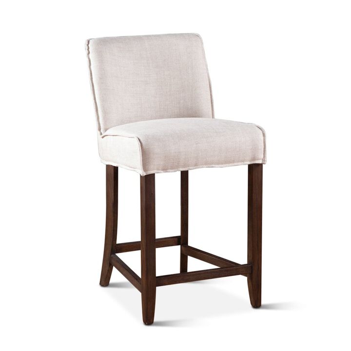 World Interiors Avery Counter Chair in White Linen with Dark Legs
