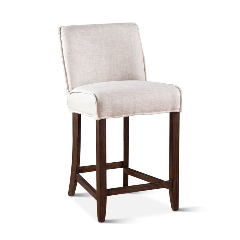 World Interiors Avery Counter Chair in White Linen with Dark Legs