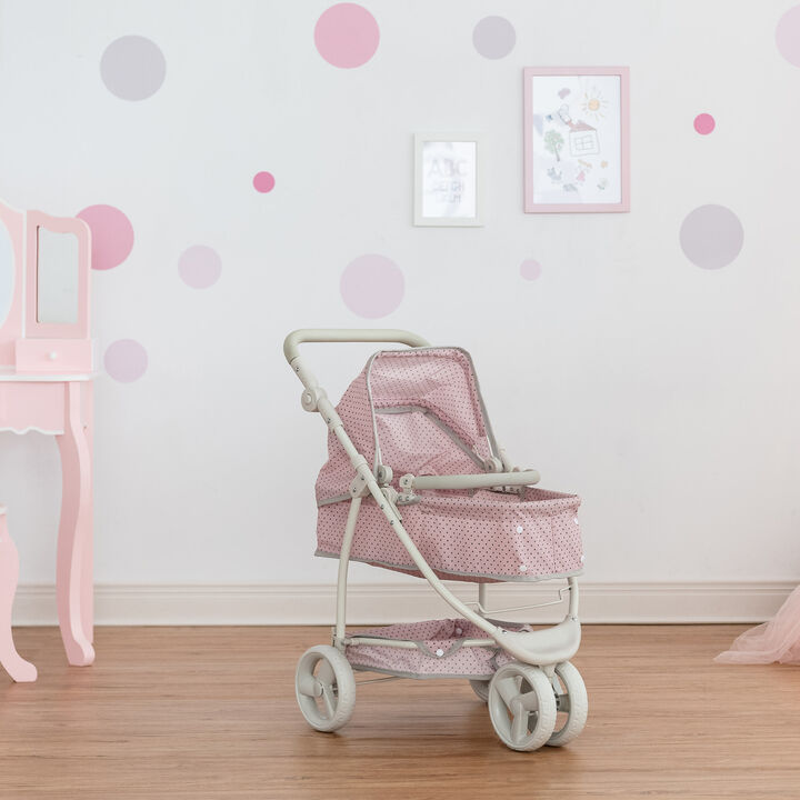 Olivia's Little World Polka Dot Princess Baby Doll Convertible Stroller, Pink