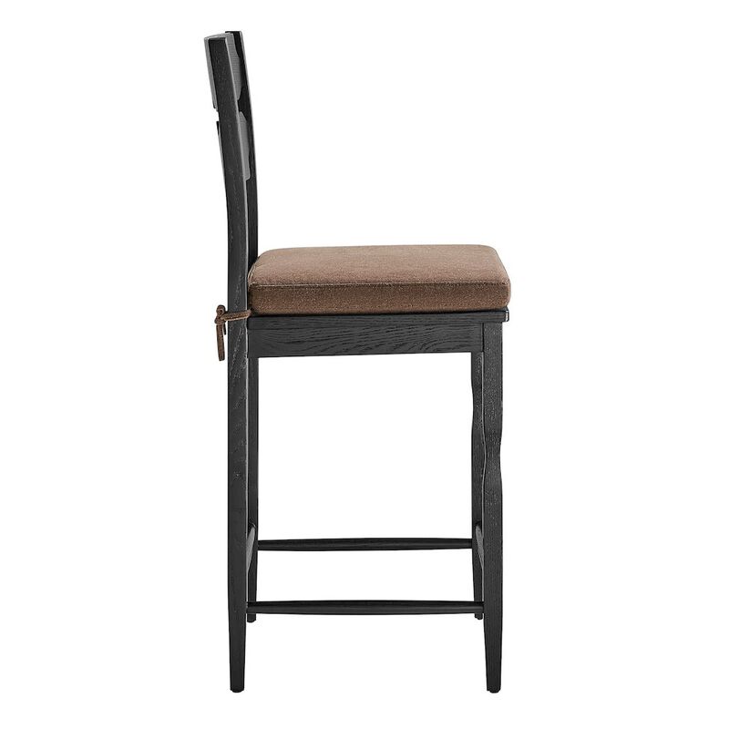 Jax Oak Wood Counter Stool With Wavy Razor Back and Cushion image number 3