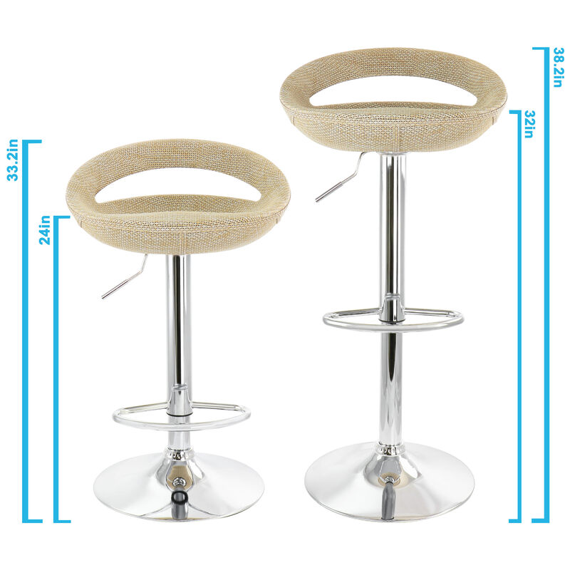 Elama 2 Piece Adjustable Rattan Barstool in Tan with Chrome Base