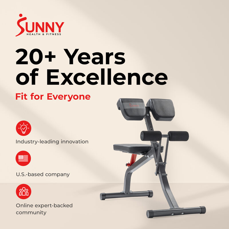 Sunny Health & Fitness Adjustable Roman Chair & Hyperextension Bench for Back, Core & Glute Training image number 8