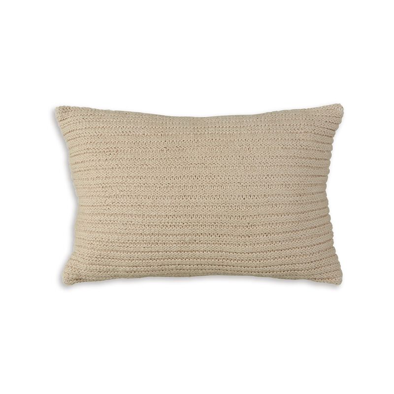 14 x 20 Lumbar Accent Throw Pillow, Ribbed Tan Brown Cotton, Polyfill - Benzara