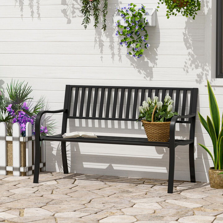 Hivvago 50" Outdoor Garden Bench with Slatted Seat for Patio or Lawn