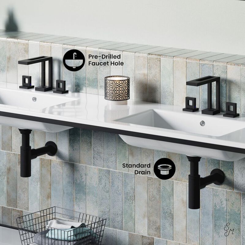72 Double, Freestanding, Open Shelf, Matte Black Metal Frame Bathroom Vanity image number 2