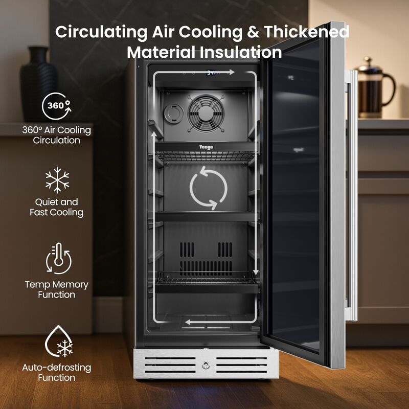 15 inch Beverage Refrigerator, 100 Cans Beverage Fridge , Stainless Steel Indoor/Outdoor Refrigerator image number 7