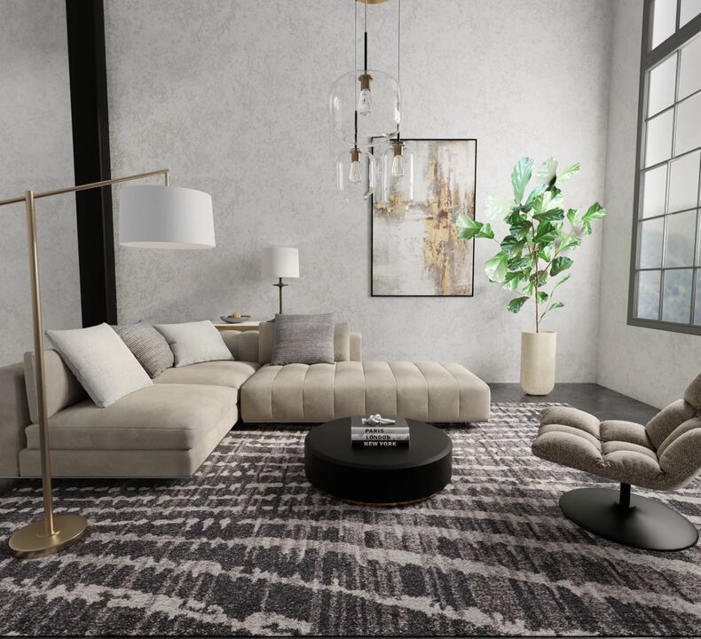 Skyview 39QDF Black/Gray/Ivory 5' x 7'6" Rug