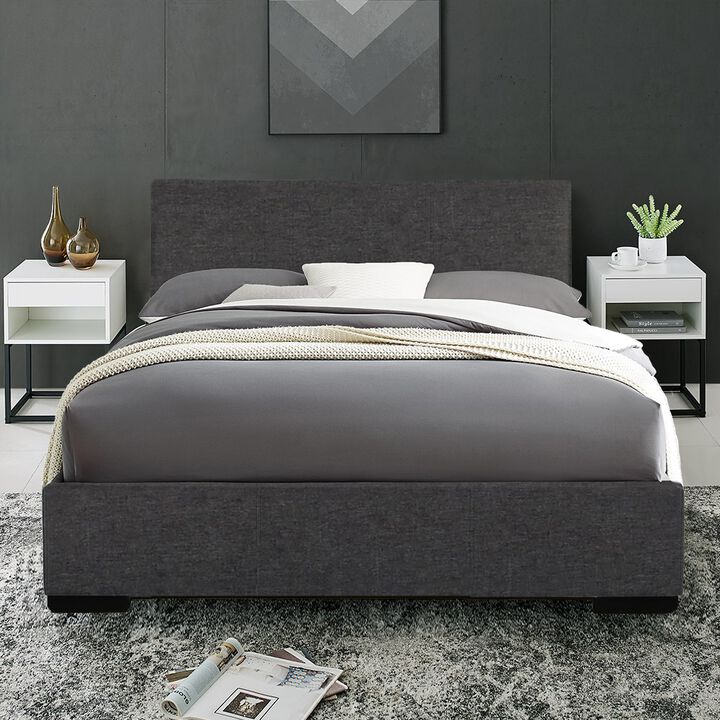 Durable Upholstered Bed &ndash; Polyester Blend with Wood Support Base