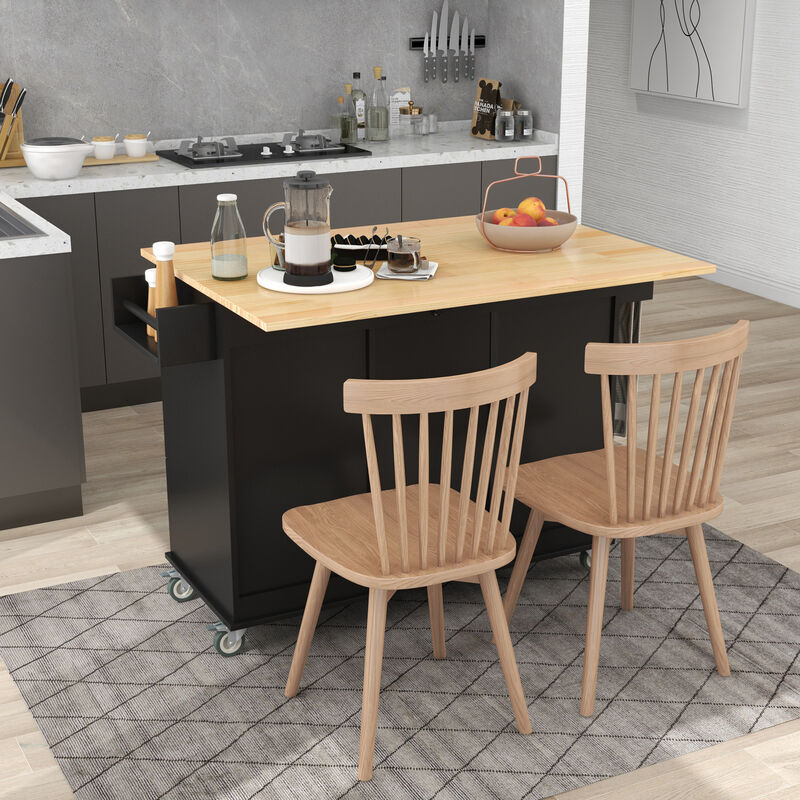 ELEMENT ACE Multifunctional Rolling Kitchen Island with Drop Leaf Breakfast Bar and Ample Storage Cabinet image number 5