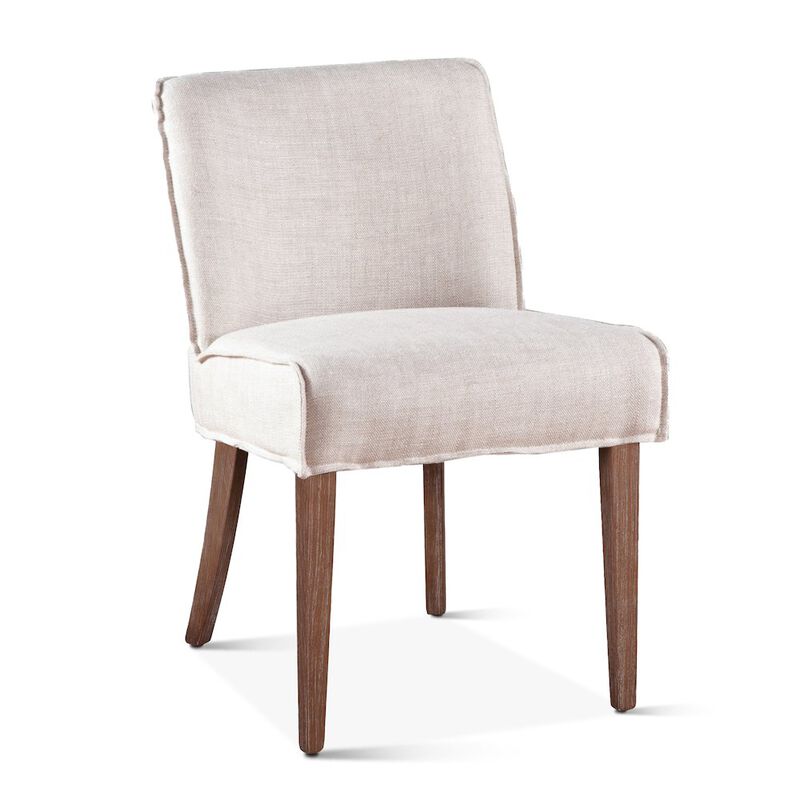 World Interiors Avery Dining Chair in Off-White Linen with Natural Legs