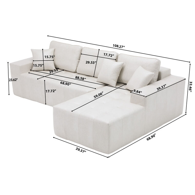 Kipur Faux Leather L-Shaped Sectional Couch image number 6