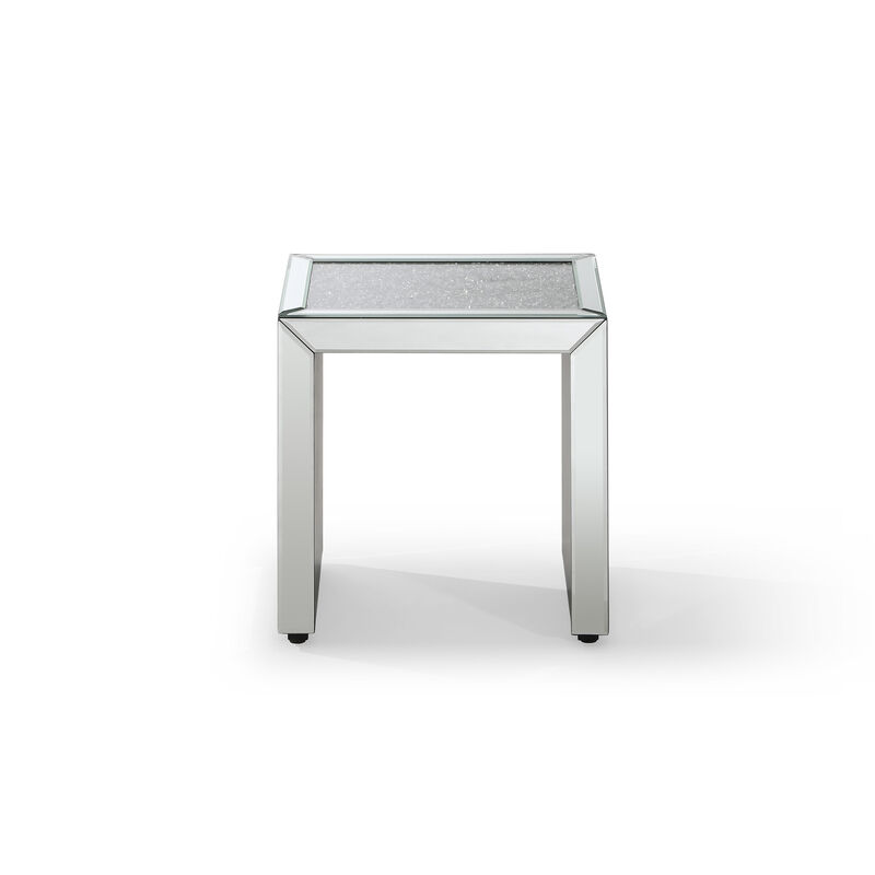 Decor 19.7 in. Silver Rectangle Glass Top Nesting End Table (3 Pieces)