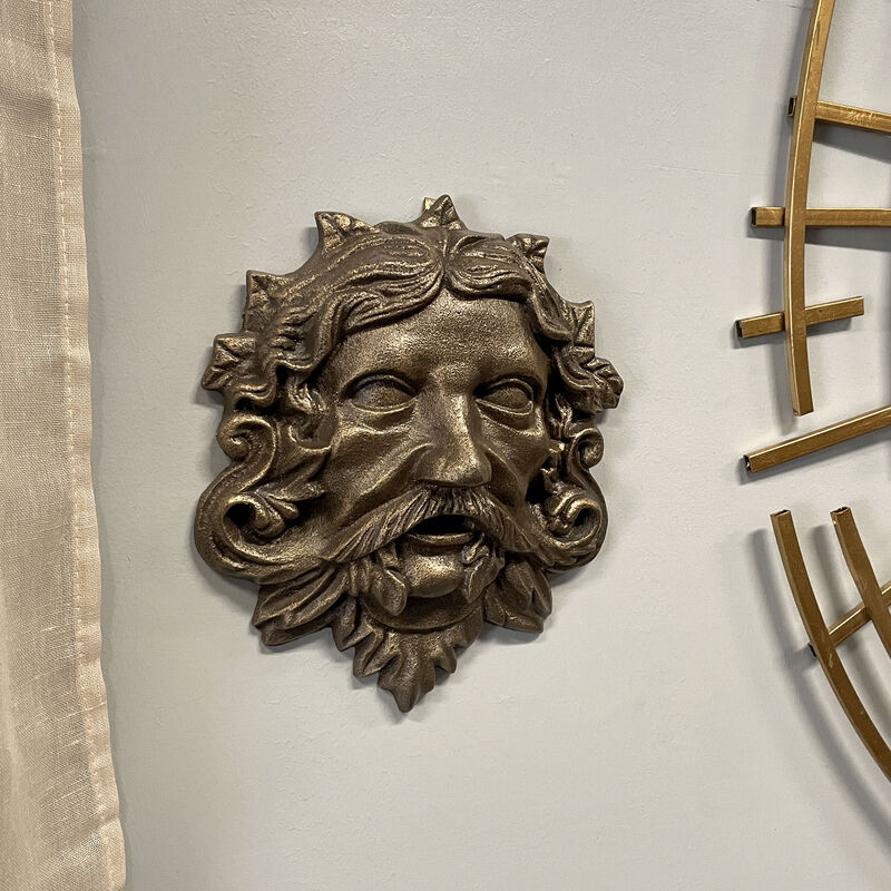 Cast Iron Green Man Wall D&eacute;cor - Bronze Finish - 9.75 inches Tall - Easy to Hang image number 8