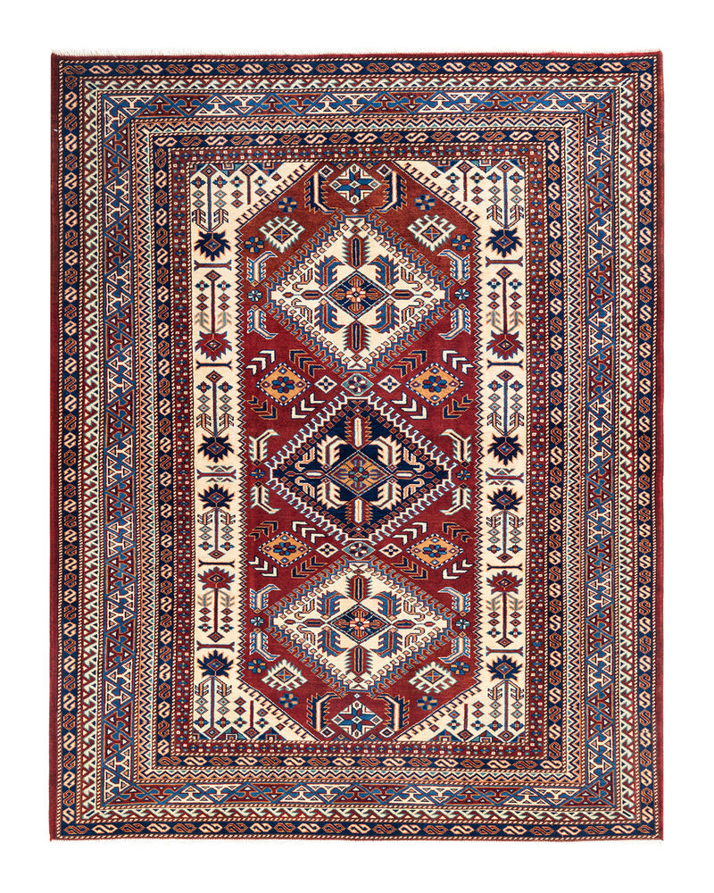 Tribal, One-of-a-Kind Hand-Knotted Area Rug  - Orange, 5' 2" x 6' 7"
