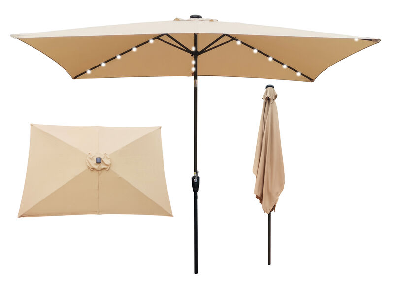 Streamdale Patio Solar Lighted Umbrella w/ Crank (6.5' x 10')