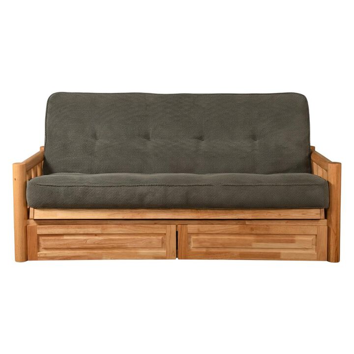 Lodge Frame-Natural Finish-Marmont Thunder Mattress-Storage Drawers