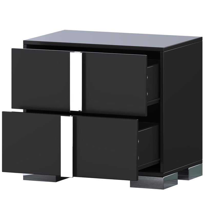 2-Drawer Mirrored Nightstand Bedside Table image number 7