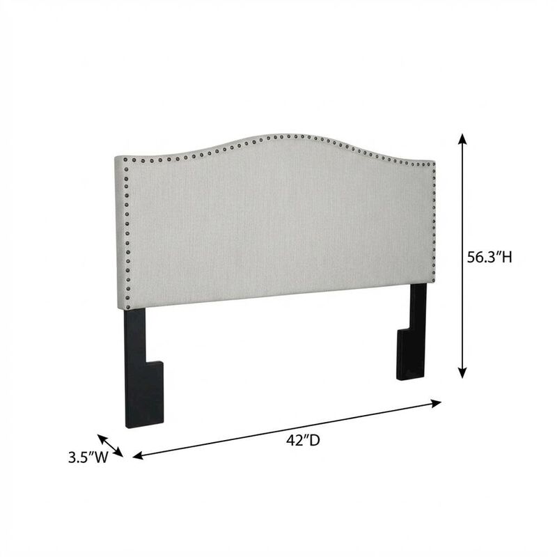 FurniFact Off Upholstered Twin Headboard with Soft Fabric and Classic Design image number 2