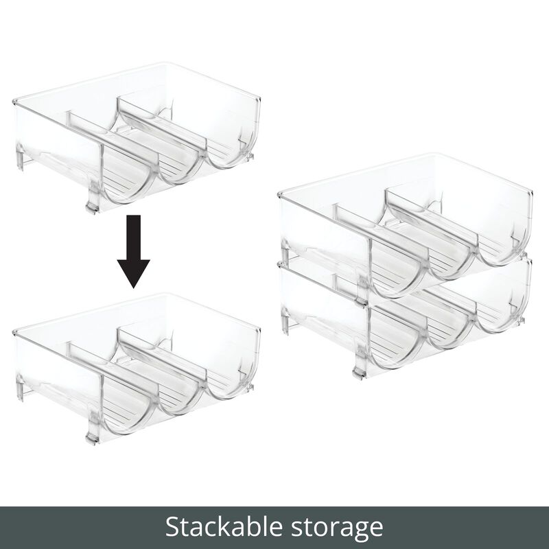 mDesign Plastic Free-Standing Stackable 3 Bottle Storage Rack, 2 Pack, Clear image number 6