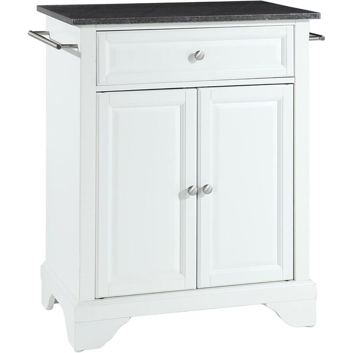 Lafayette Granite Top Portable Kitchen Island/Cart White/Black