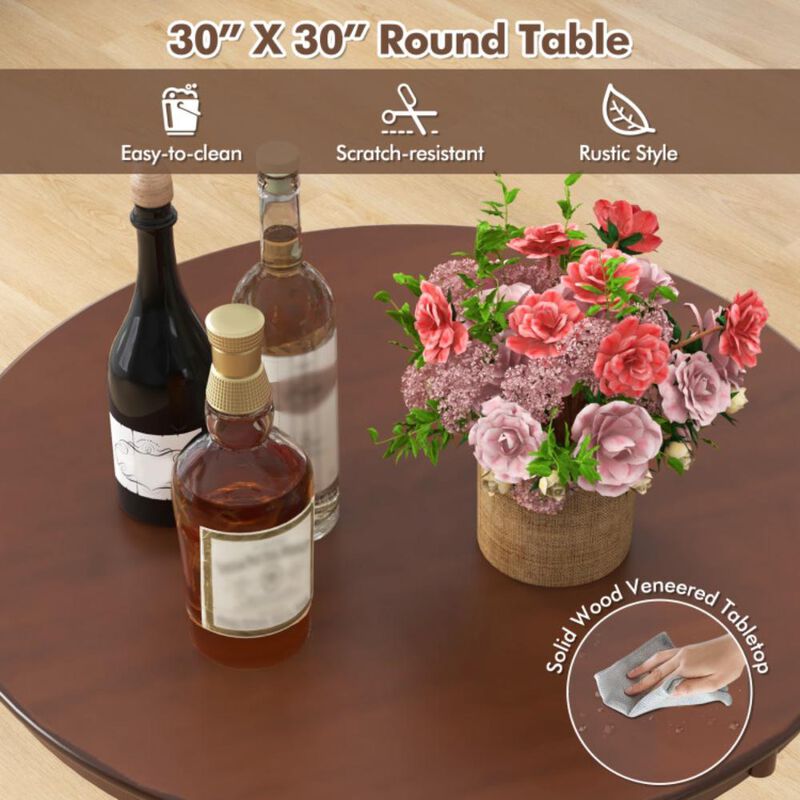 Hivvago Wood Pub Round Dining Table with Pedestal Base