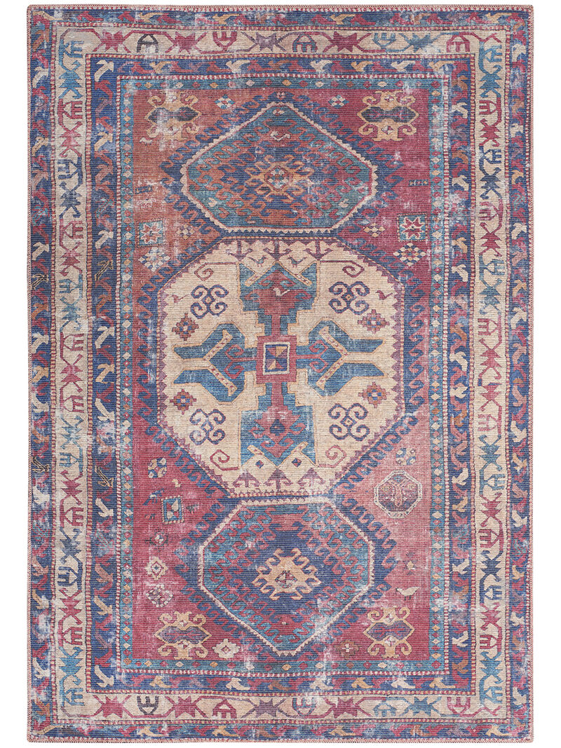 Machine Washable Series 1 SR105 Red/Navy 4' x 6' Rug