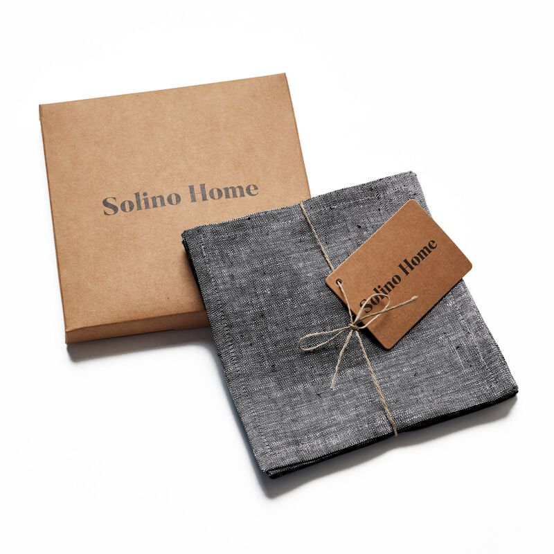 Solino Home Athena 100% Linen Cocktail Napkins &ndash; Set of 12, 6 x 6 in, Machine Washable, Holiday and Everyday Dining