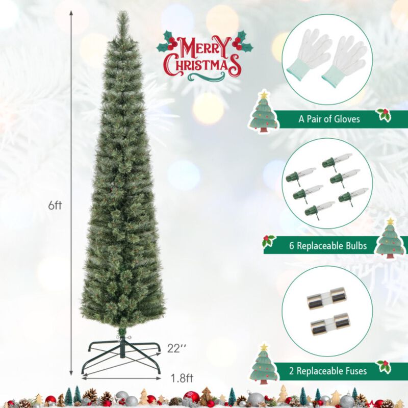 Hivvago 6/7 FeeT Pencil Xmas Tree with Warm White Incandescent Lights