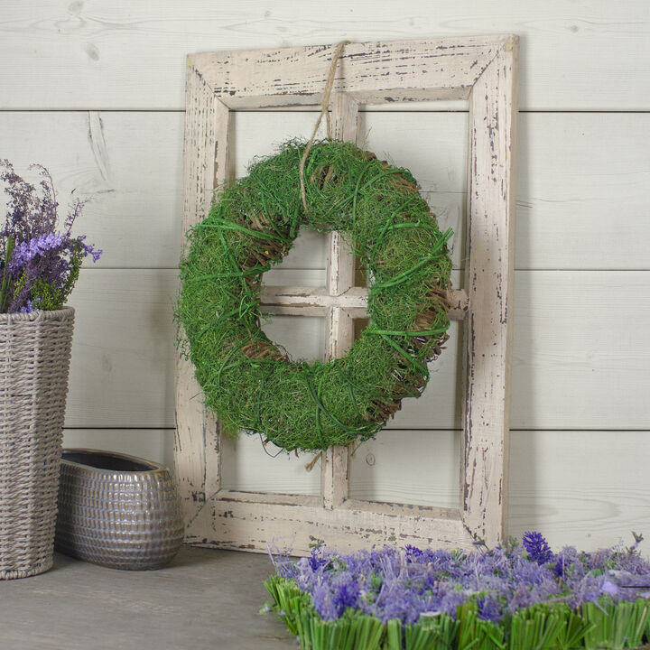 Green Moss and Twig Artificial Spring Wreath  12-Inch