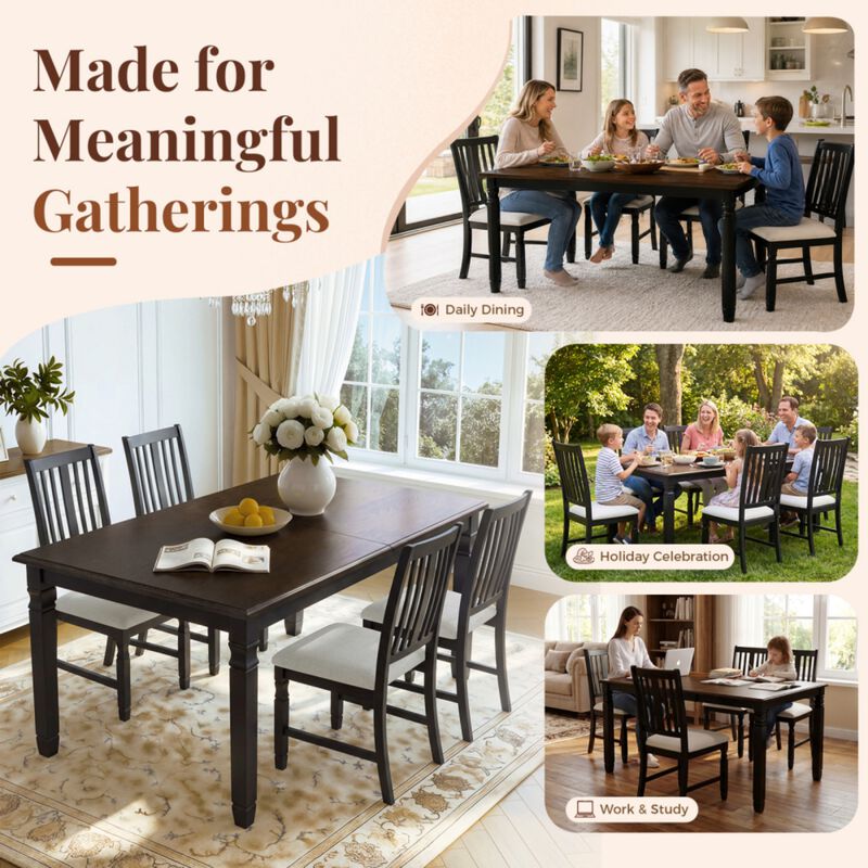 Jedtet Farmhouse 5‑Piece Extendable Dining Table Set image number 6