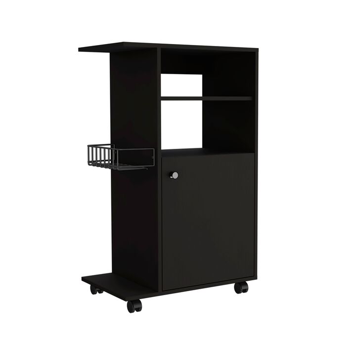 Clip Kitchen & Dining room Cart, Single Door Cabinet, Four Casters -Black