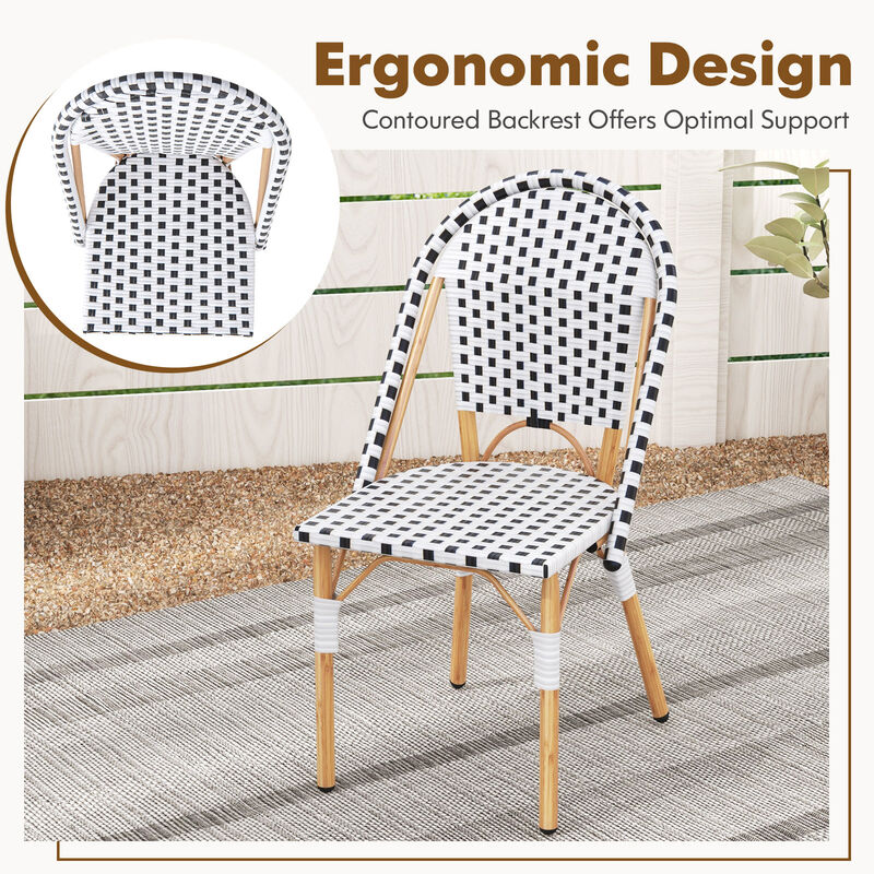 French Bistro Chair Set of 2 with Galvanized Metal Framex