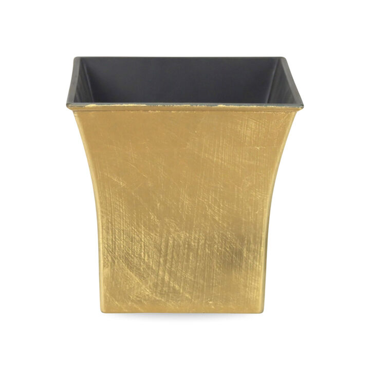 HomeRoots 7" Gold Recycled Plastic Indoor Outdoor Square Pot Planter