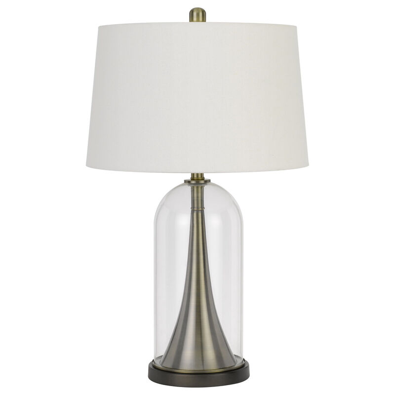Hivvago 29" Clear Metal Table Lamp With White Empire Shade
