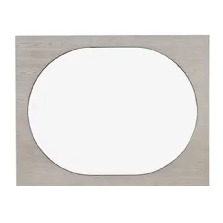 Celly Mirror, Round Beveled Edges, White Oak Solid Rubberwood 36x46