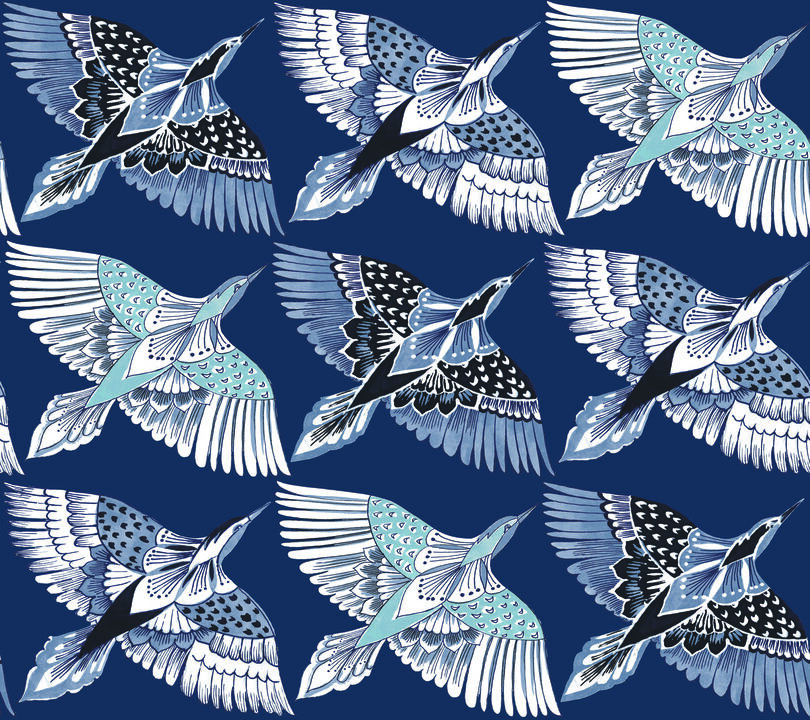 Feather Flight Blue Peel & Stick Wallpaper