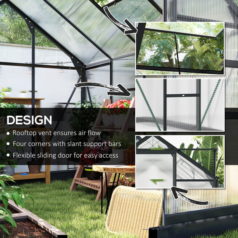 Hivvago 6.2' x 8.3' Walk-in Polycarbonate Greenhouse Kit image number 3