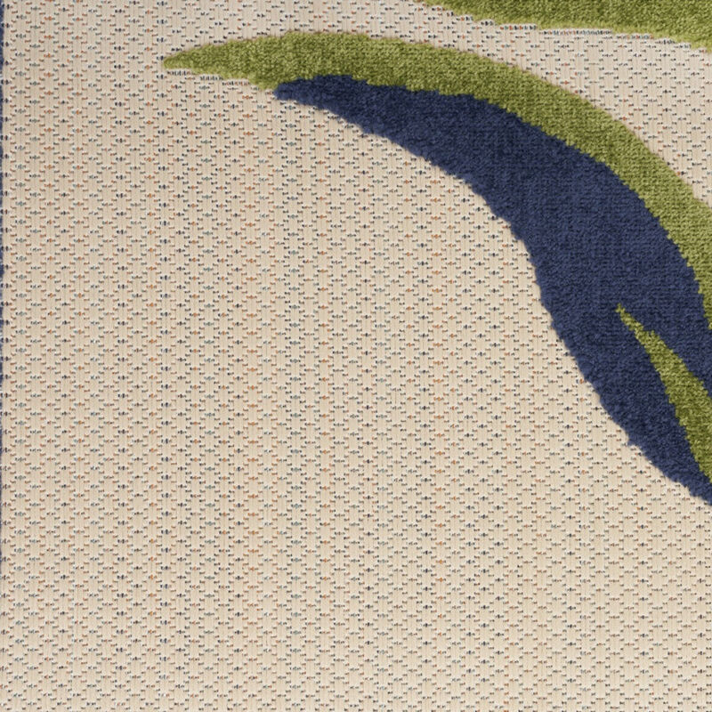 HomeRoots 8' Ivory Blue And Orange Floral Indoor Outdoor Runner Rug image number 2