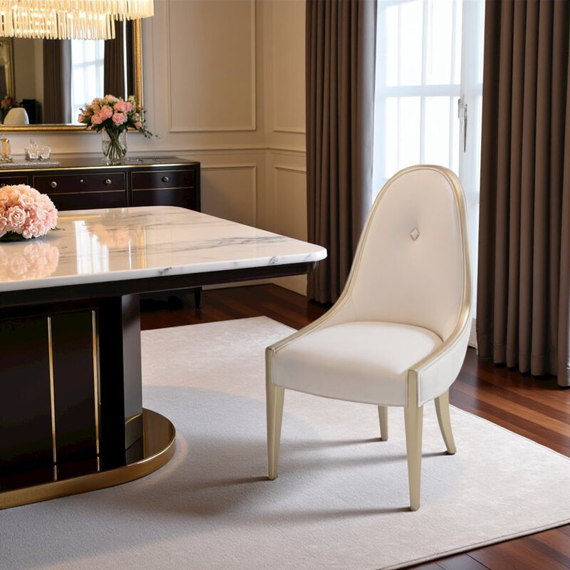 Velvet Upholstered Dining Chair for Dining Table in Beige Finish image number 2