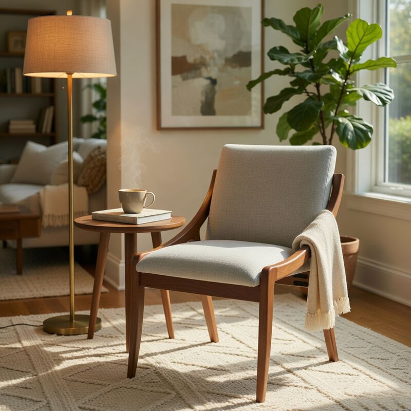 Kea Dining Side Chair Set of 2, Gray Chenille, Vintage Oak Brown Frame image number 8