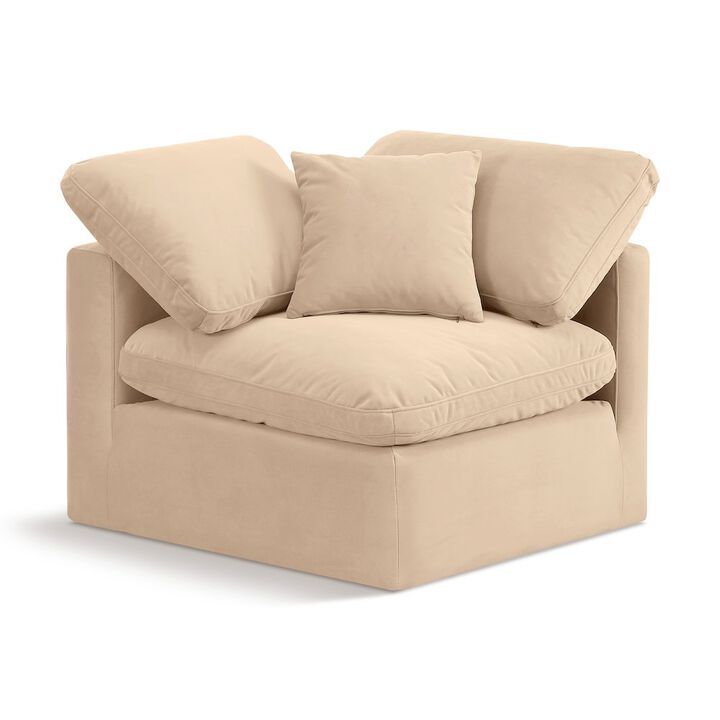 Meridian Furniture Indulge Beige Velvet Corner Chair
